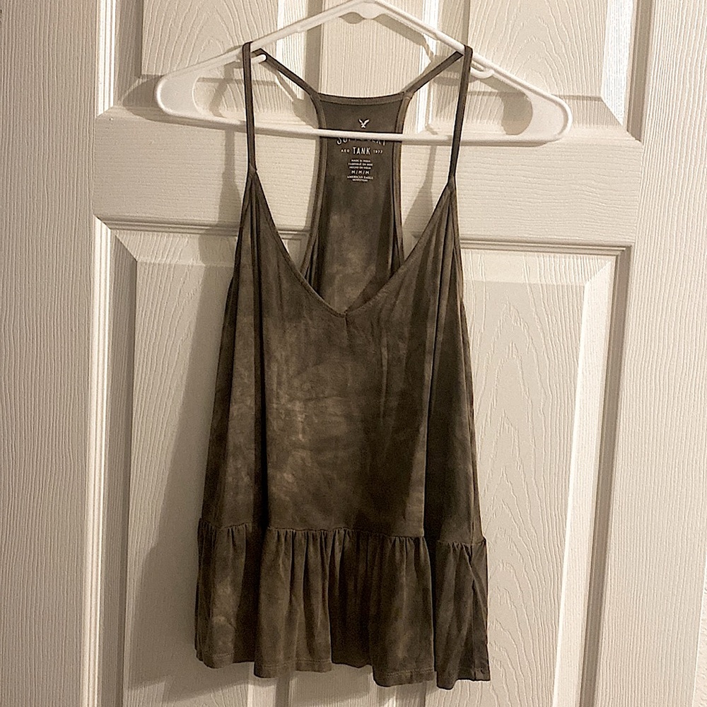 American Eagle Soft & Sexy Tie Die Ruffle Bottom Tank sz M